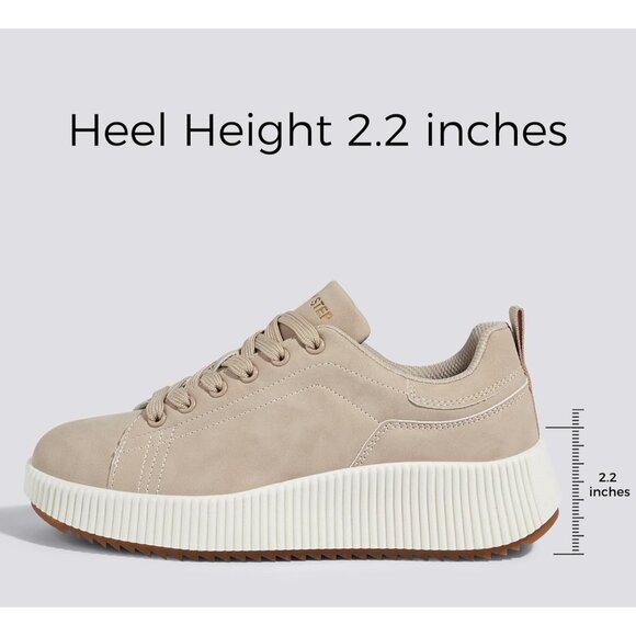 Lucky Step Women Apricot Rhinestone Sparkly Chunky Retro Braided Casual Sneakers - Picture 3 of 9